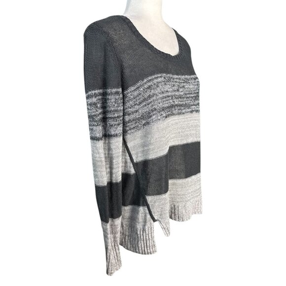 Eileen Fisher Linen Sweater Gray Ombre Stripe Organic Knit Long Sleeve Women's M - Picture 5 of 8